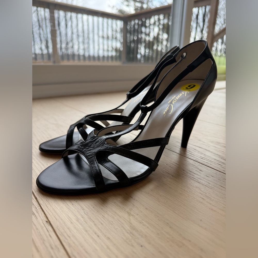 Vintage Kenneth Cole Leather Strappy Heels Black | Made in Italy | NWT | Size 9 - Picture 6 of 9